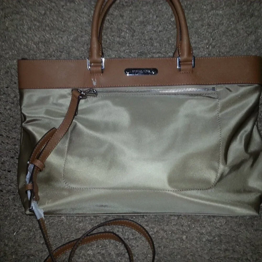 MICHAEL KORS-COLGATE-Nylon/Leather Large Tote-Dusk/Silver Hardware-Authentic-NWT